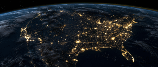 United States at Night From Orbit
